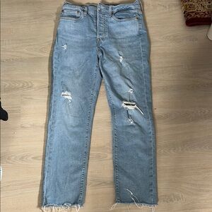 Women's Light Blue Distressed Jeans
